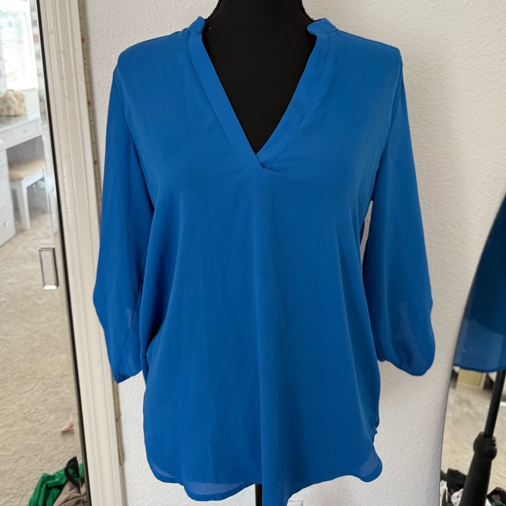 Blue V neck Blouse